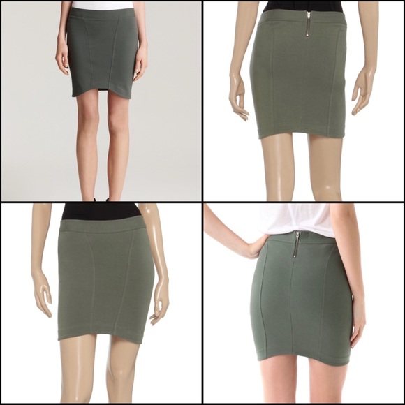 Helmet Lang Olive/Taupe Seamed Zipper Mini Skirt S - Picture 8 of 8